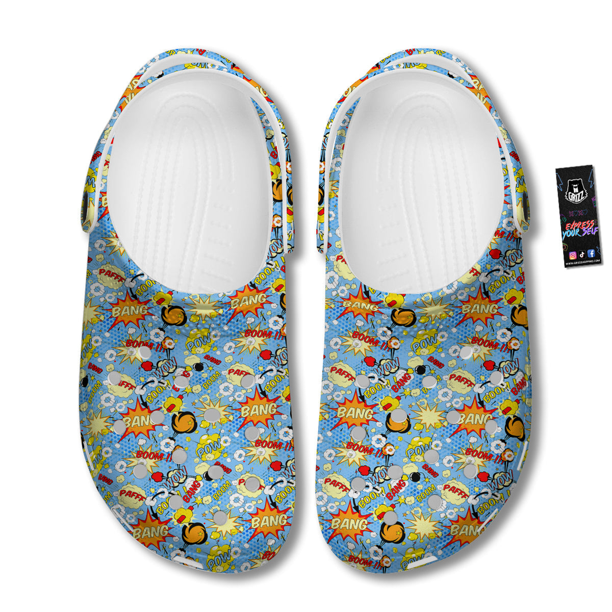 Comic Book Speech Bubbles Print Pattern Clog-grizzshop