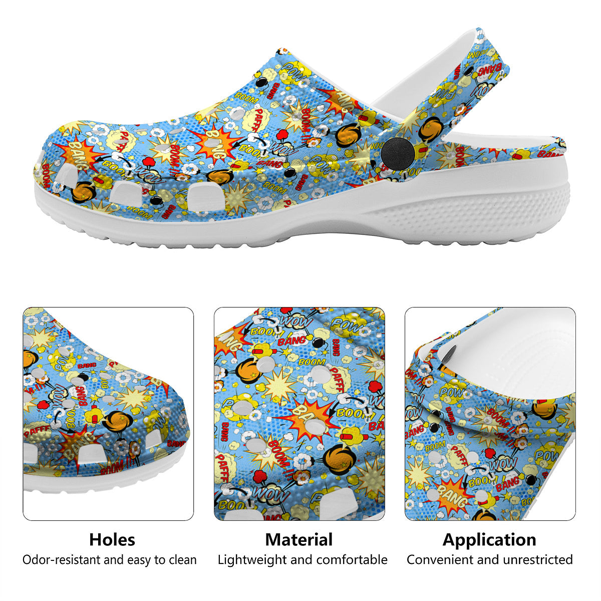Comic Book Speech Bubbles Print Pattern Clog-grizzshop