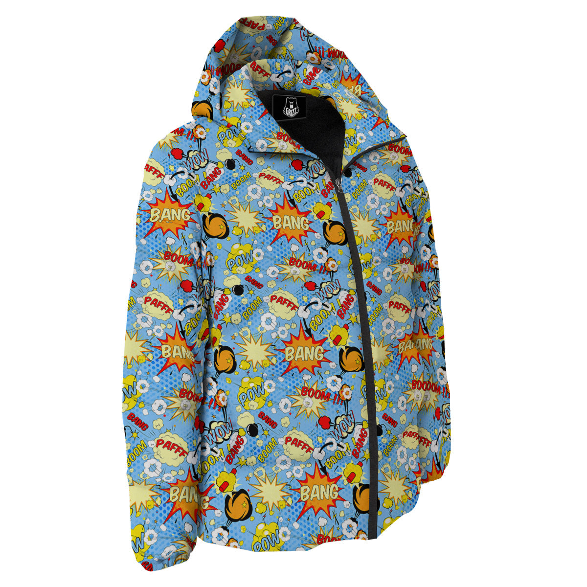 Comic Book Speech Bubbles Print Pattern Down Jacket-grizzshop