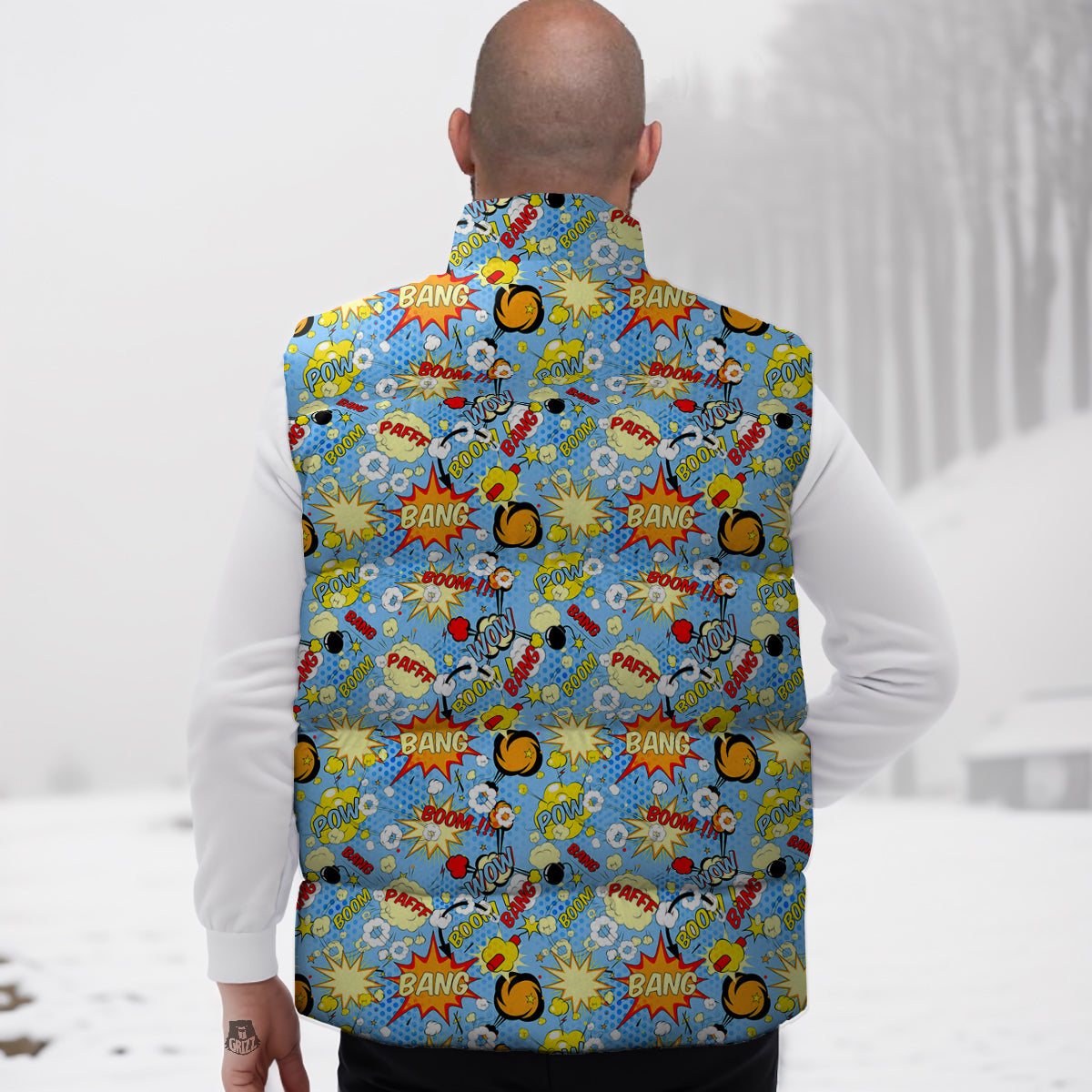 Comic Book Speech Bubbles Print Pattern Down Vest-grizzshop