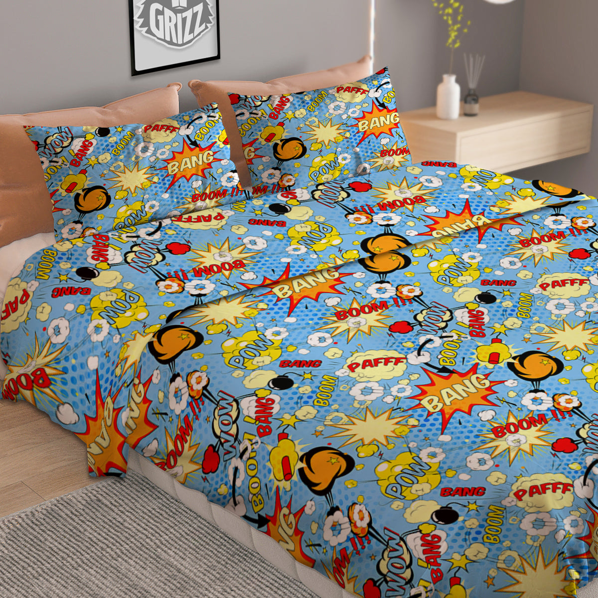 Comic Book Speech Bubbles Print Pattern Duvet Cover Bedding Set