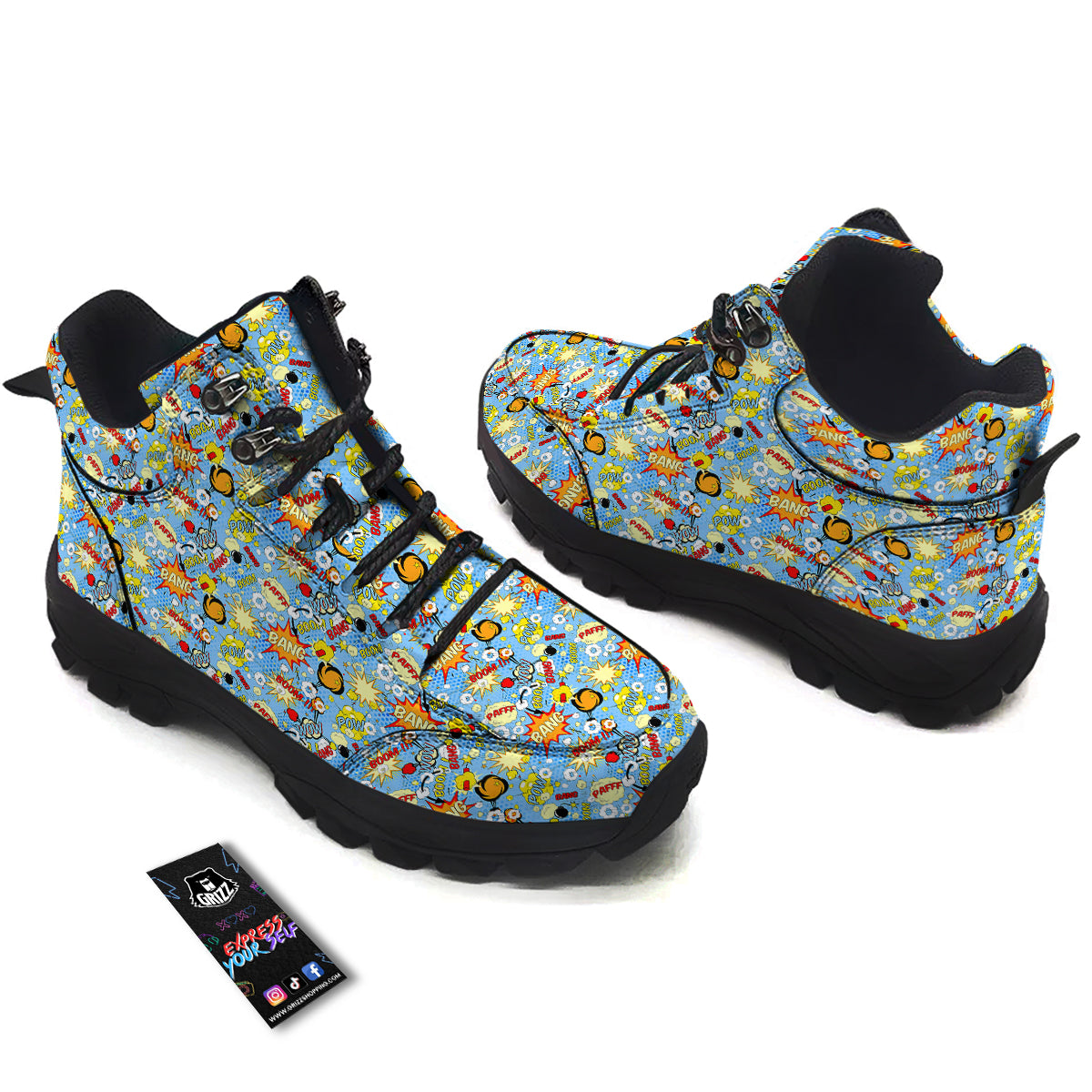 Comic Book Speech Bubbles Print Pattern Hiking Shoes-grizzshop