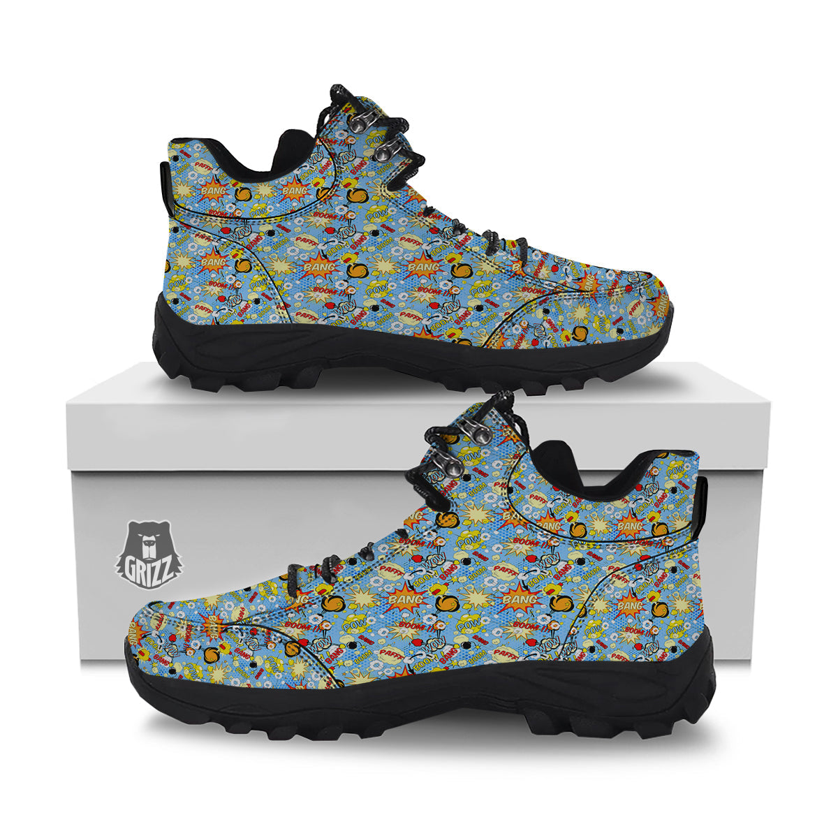Comic Book Speech Bubbles Print Pattern Hiking Shoes-grizzshop