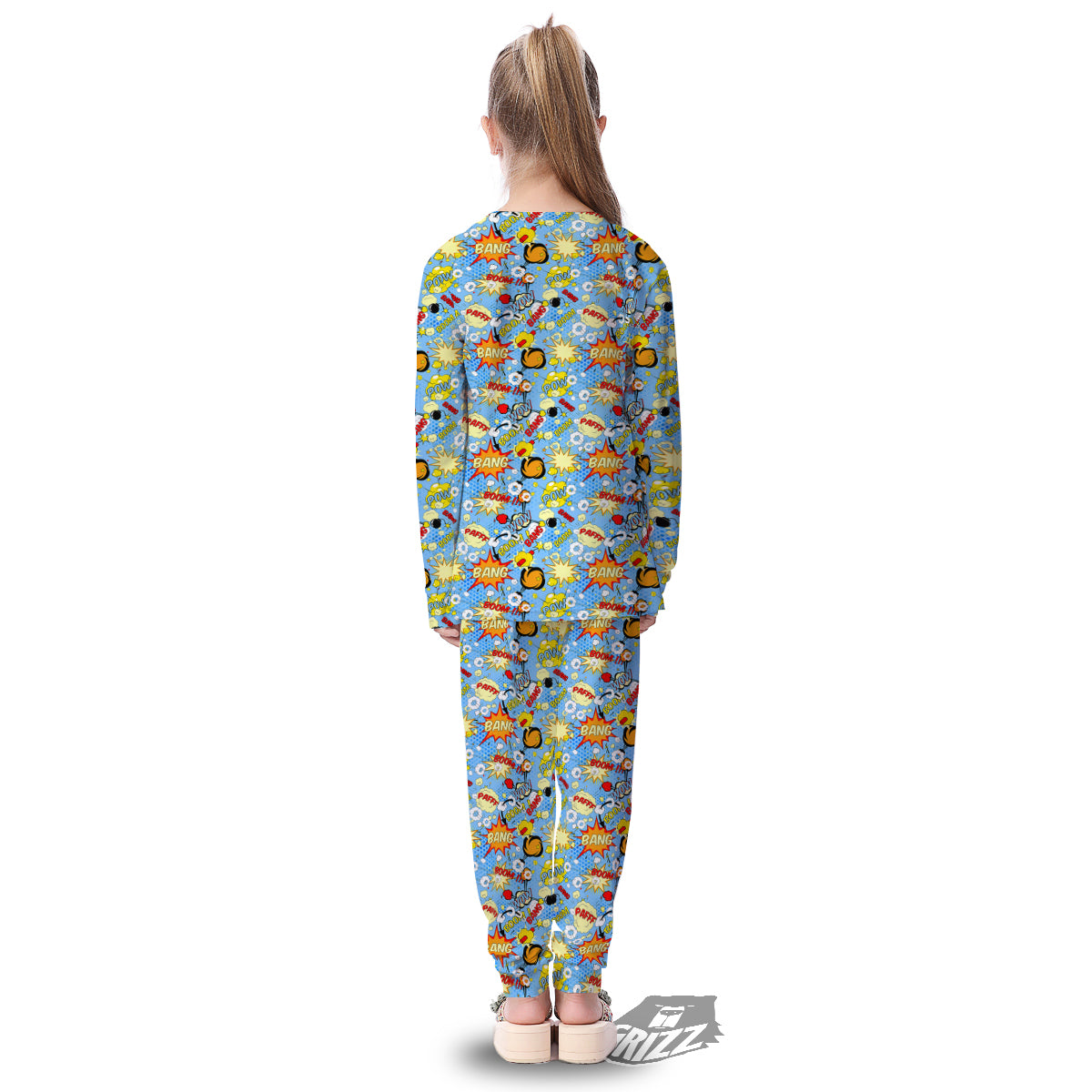 Comic Book Speech Bubbles Print Pattern Kid's Pajamas-grizzshop