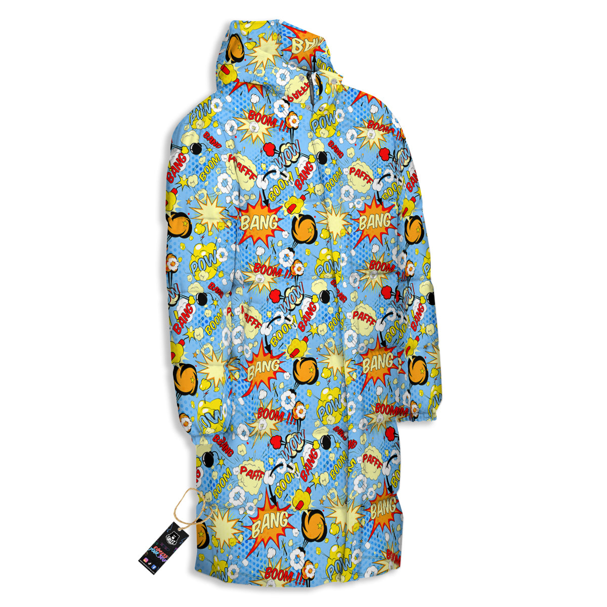 Comic Book Speech Bubbles Print Pattern Long Down Jacket-grizzshop