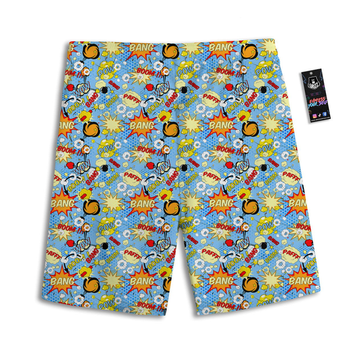 Comic Book Speech Bubbles Print Pattern Men's Athletic Shorts