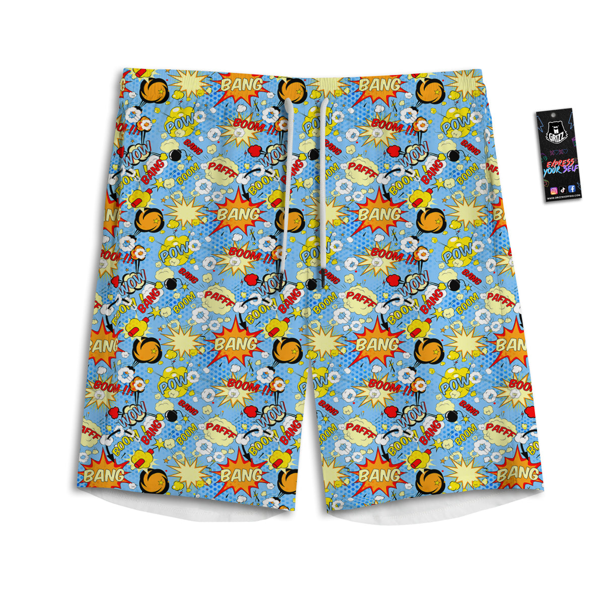 Comic Book Speech Bubbles Print Pattern Men's Athletic Shorts
