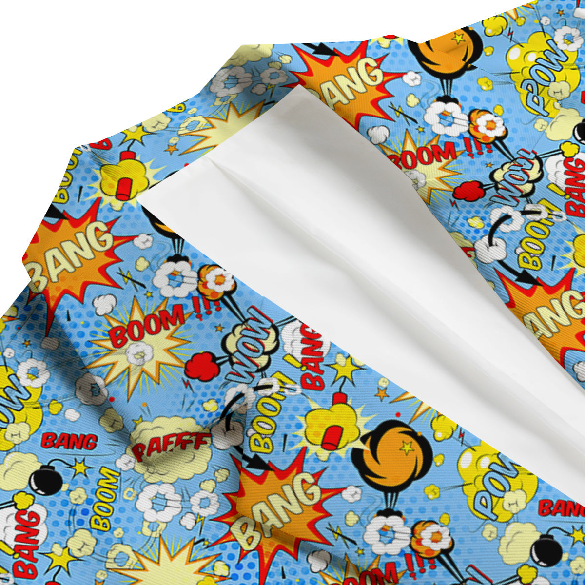 Comic Book Speech Bubbles Print Pattern Men's Blazer-grizzshop