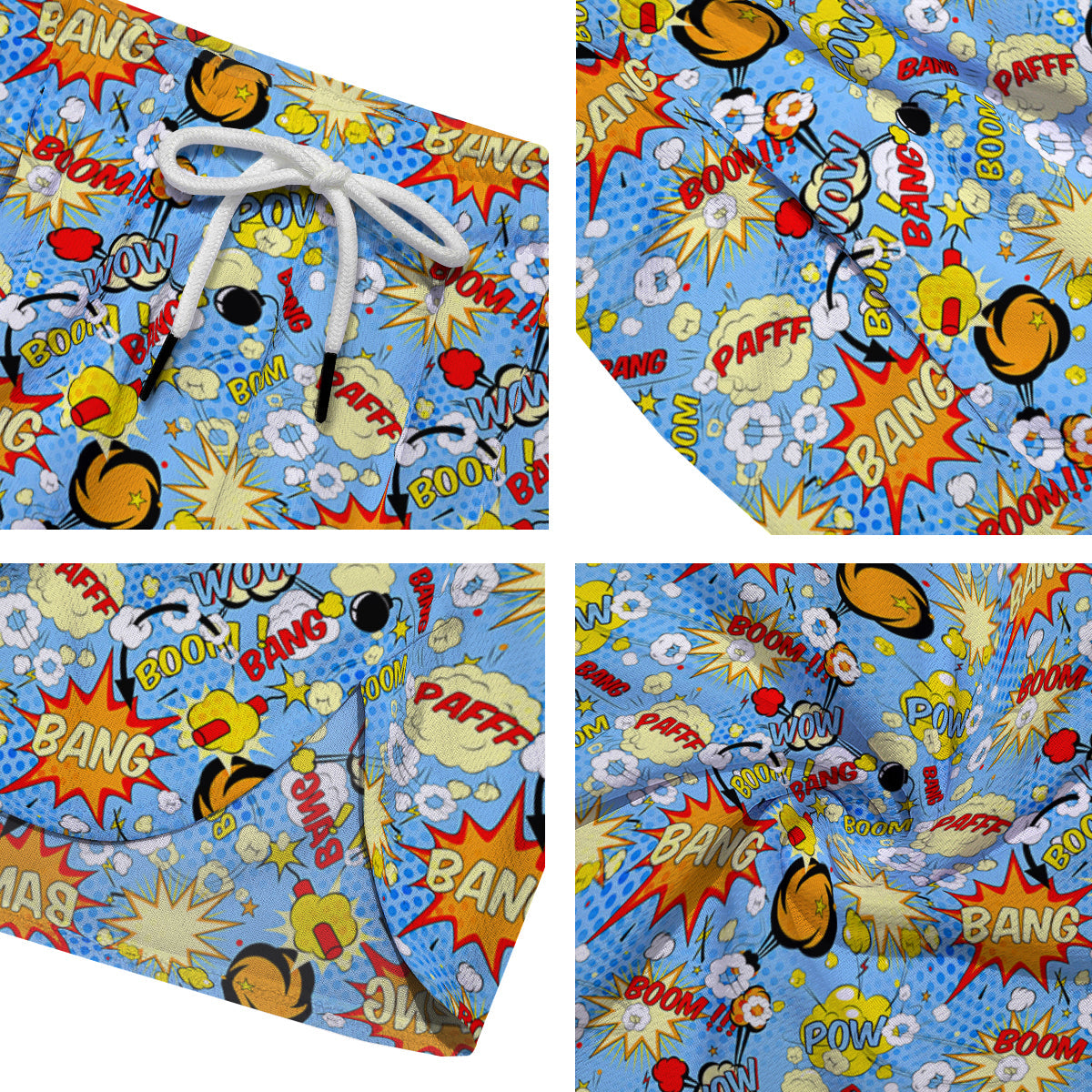 Comic Book Speech Bubbles Print Pattern Men's Running Shorts-grizzshop