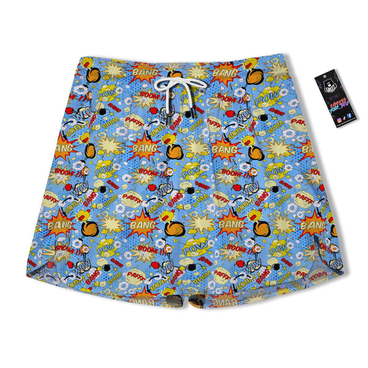 Comic Book Speech Bubbles Print Pattern Men's Running Shorts-grizzshop