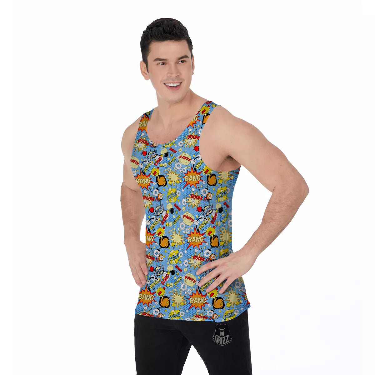 Comic Book Speech Bubbles Print Pattern Men's Tank Top-grizzshop