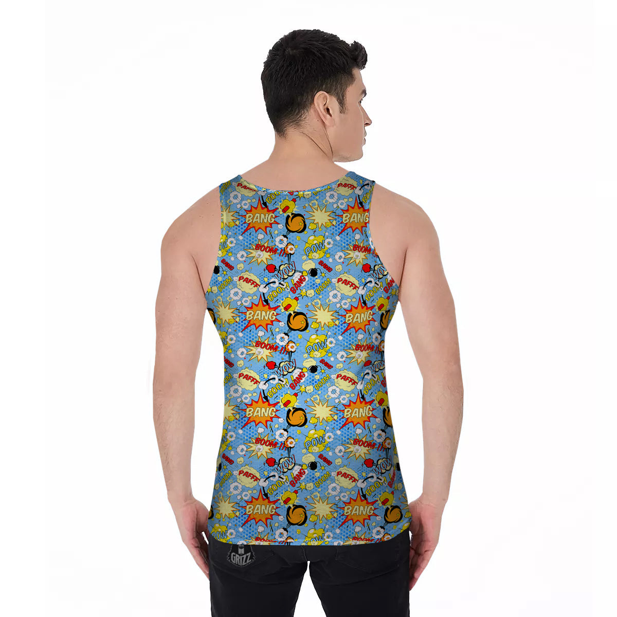 Comic Book Speech Bubbles Print Pattern Men's Tank Top-grizzshop