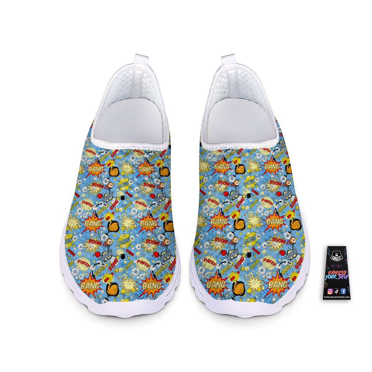 Comic Book Speech Bubbles Print Pattern Nurse Shoes-grizzshop
