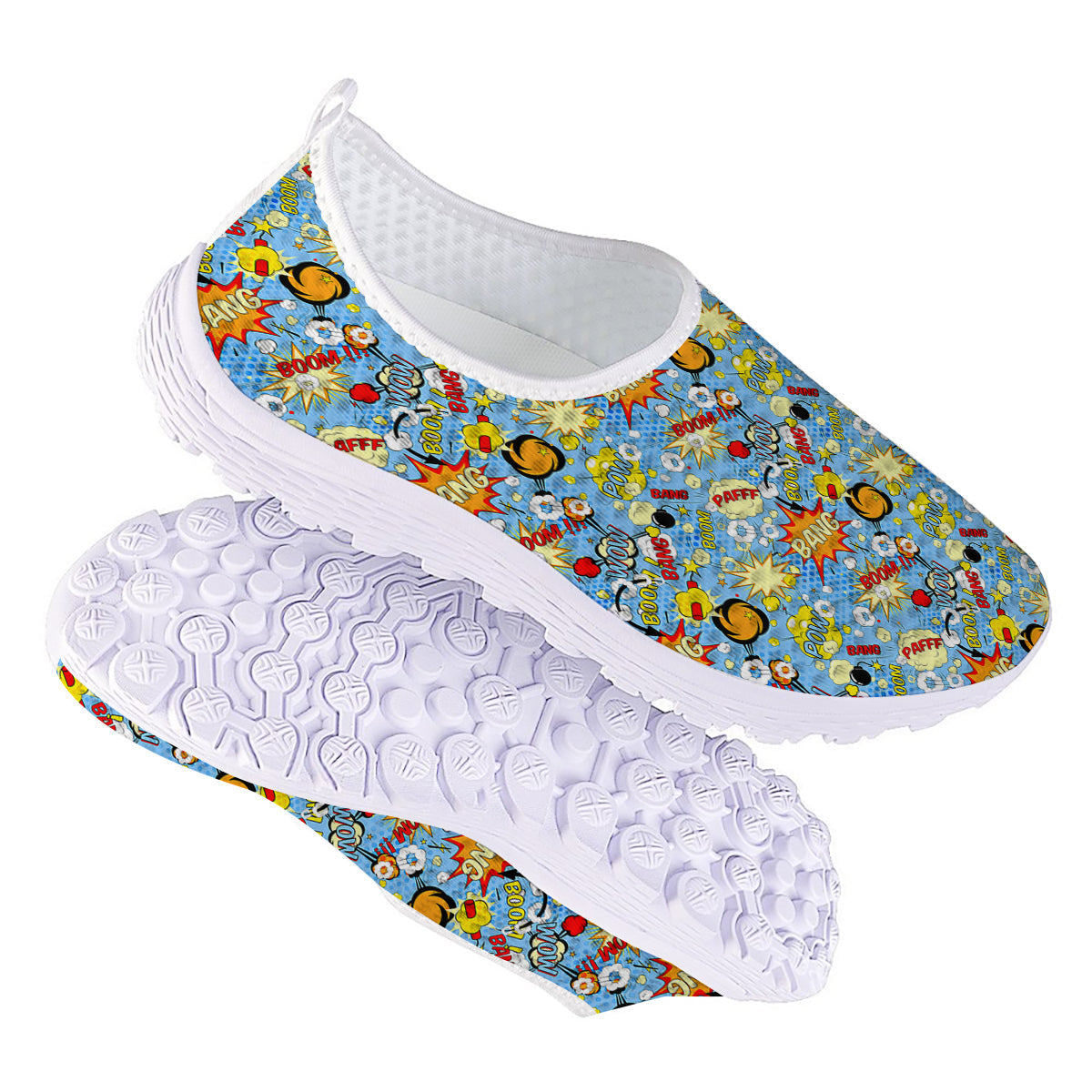 Comic Book Speech Bubbles Print Pattern Nurse Shoes-grizzshop