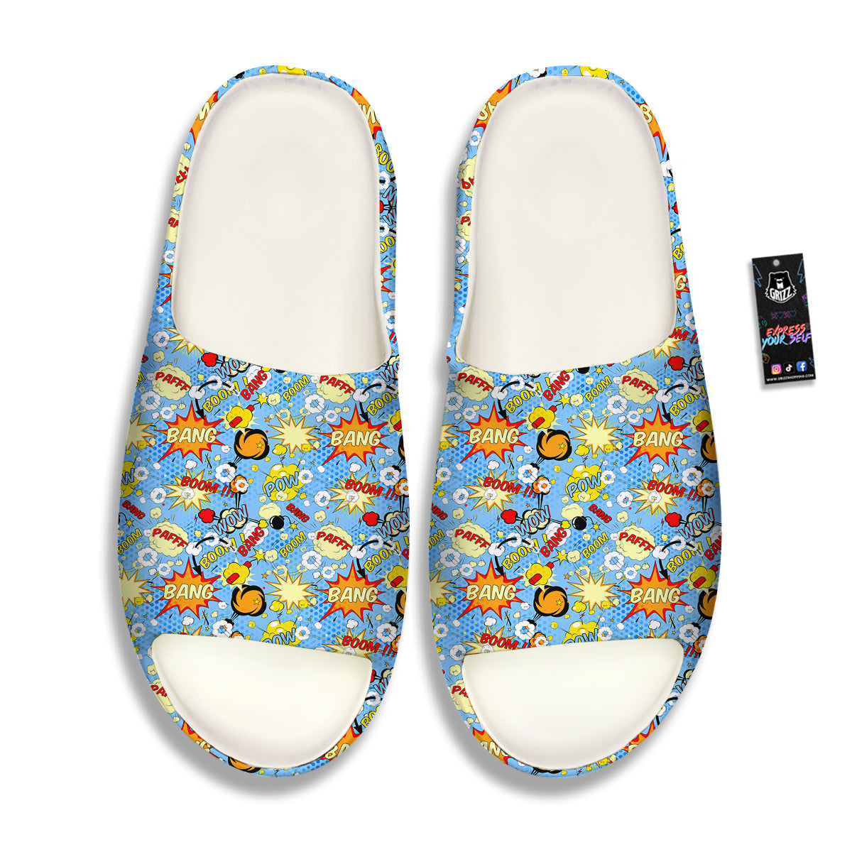 Comic Book Speech Bubbles Print Pattern Sandals-grizzshop
