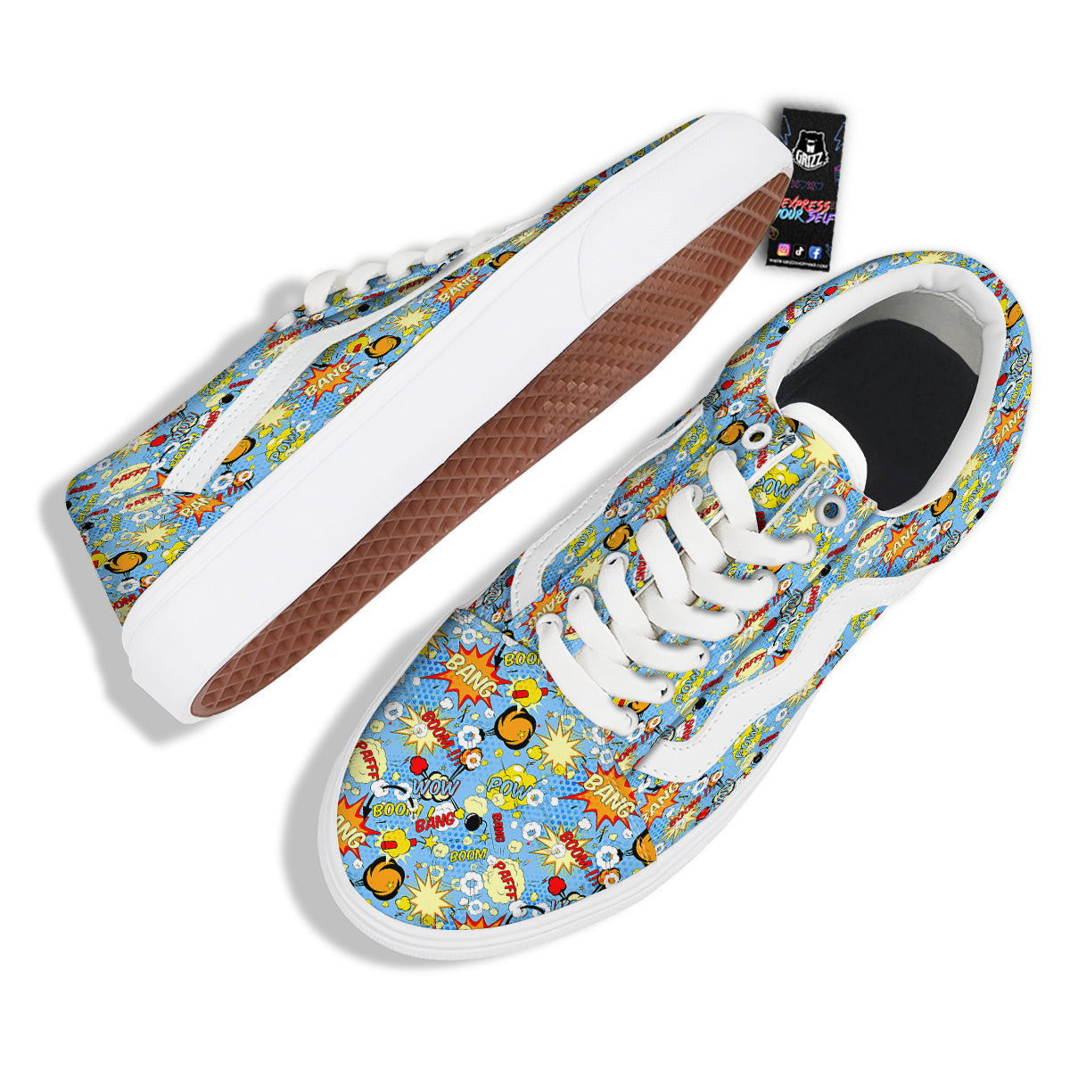 Comic Book Speech Bubbles Print Pattern Skate Shoes-grizzshop