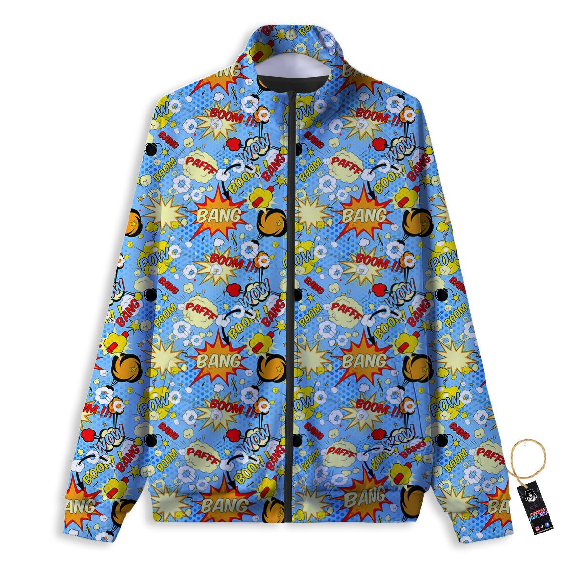 Comic Book Speech Bubbles Print Pattern Track Jacket-grizzshop