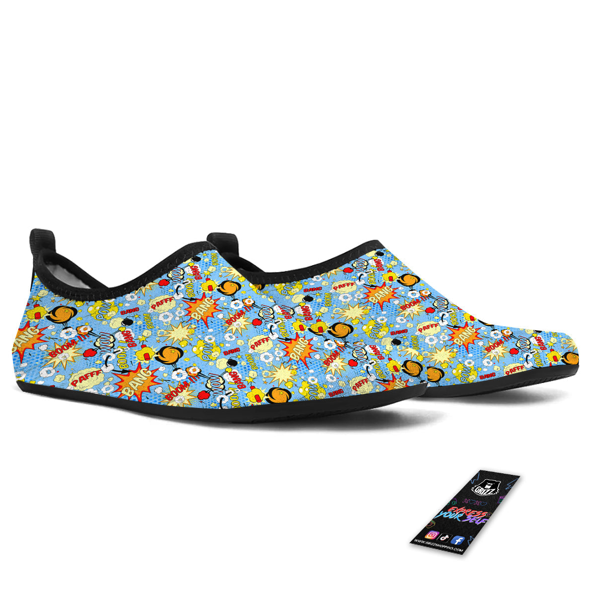 Comic Book Speech Bubbles Print Pattern Water Shoes-grizzshop