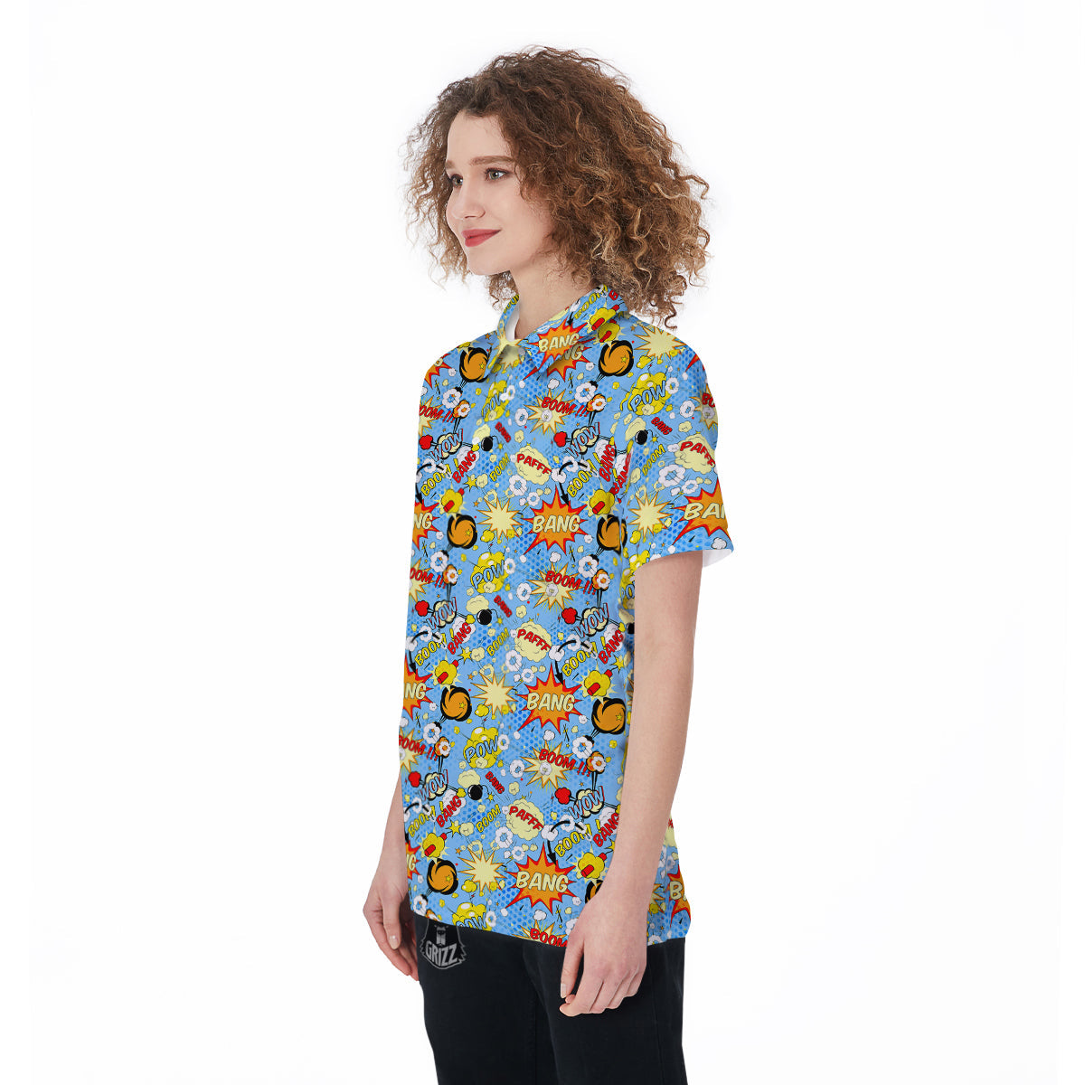 Comic Book Speech Bubbles Print Pattern Women's Golf Shirts-grizzshop
