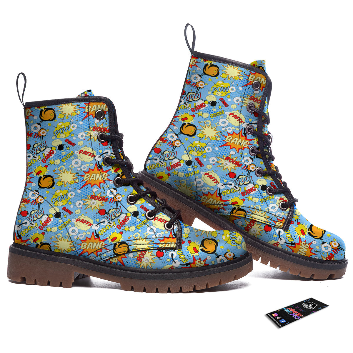 Comic Book Speech Bubbles Print Pattern Work Boots-grizzshop