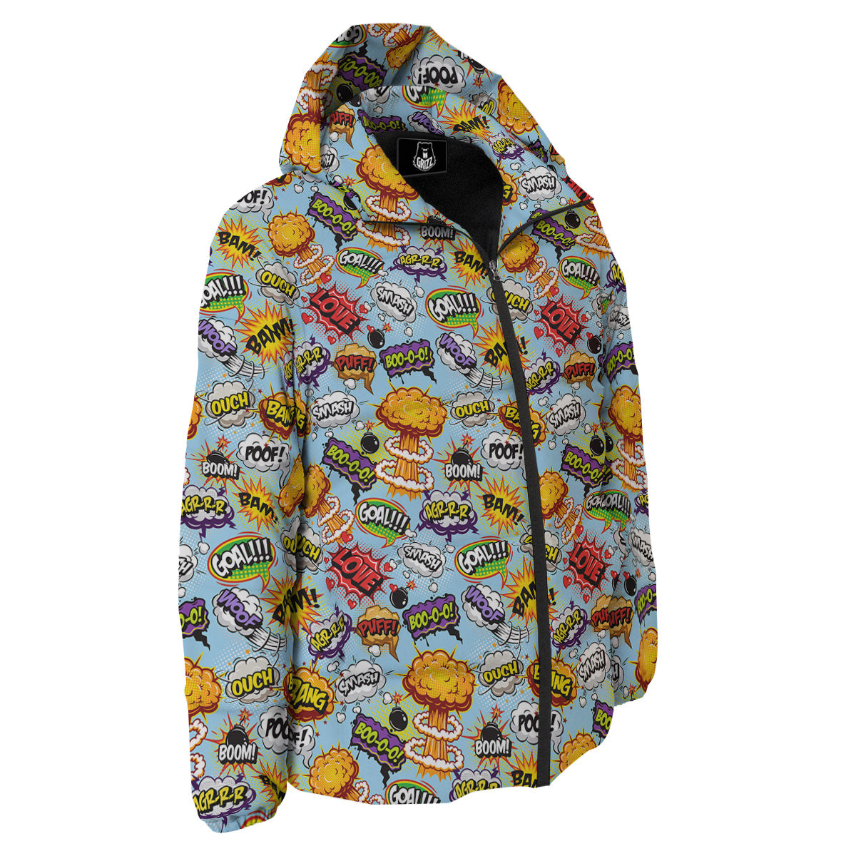 Comics Book Speech Print Pattern Down Jacket-grizzshop