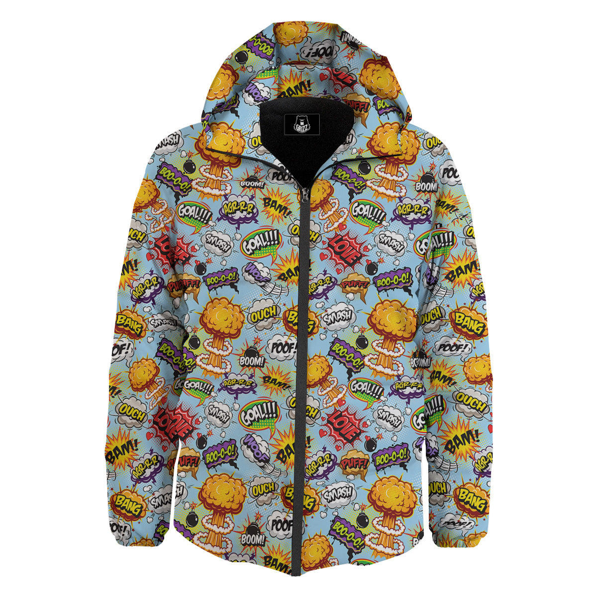 Comics Book Speech Print Pattern Down Jacket-grizzshop