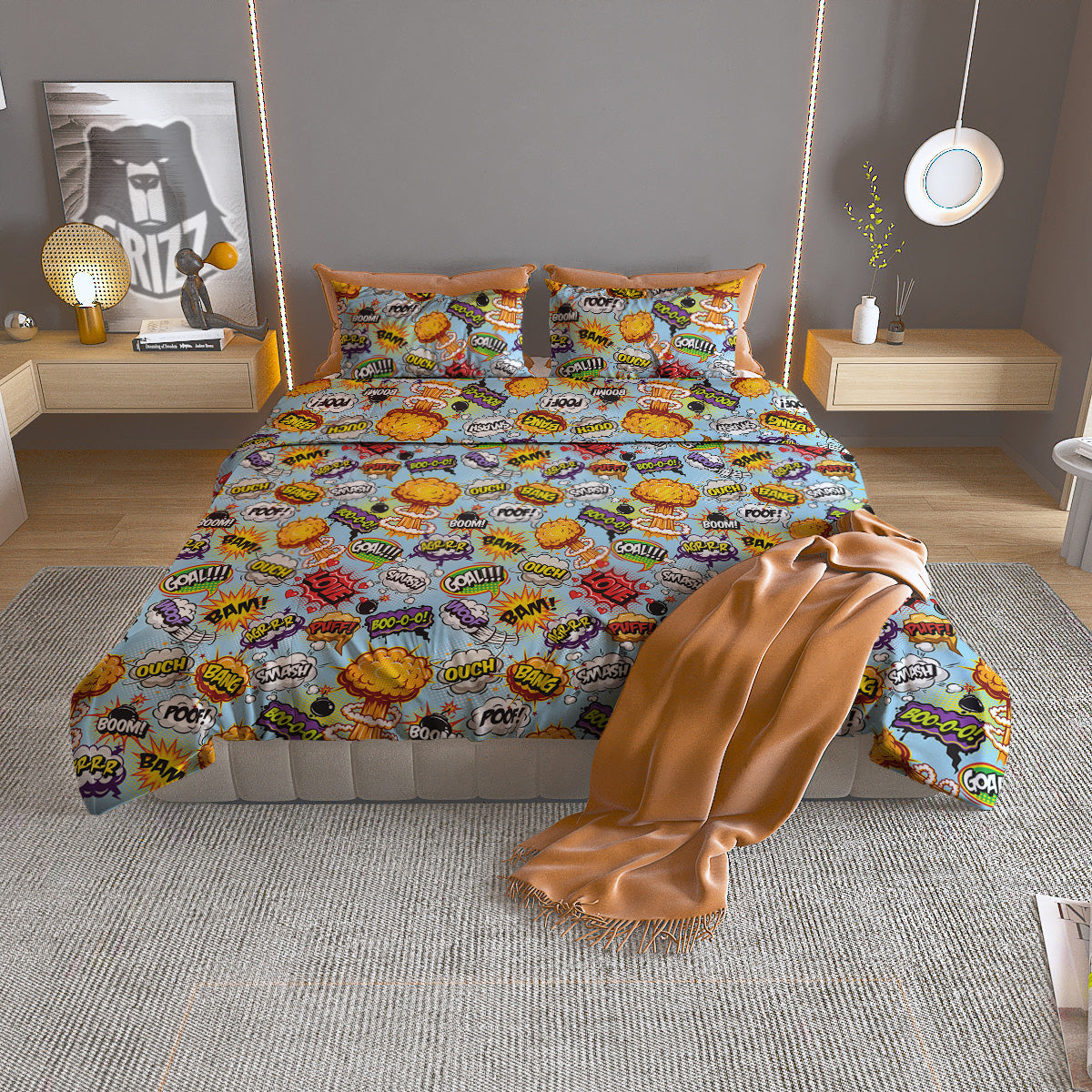 Comics Book Speech Print Pattern Duvet Cover Bedding Set-grizzshop