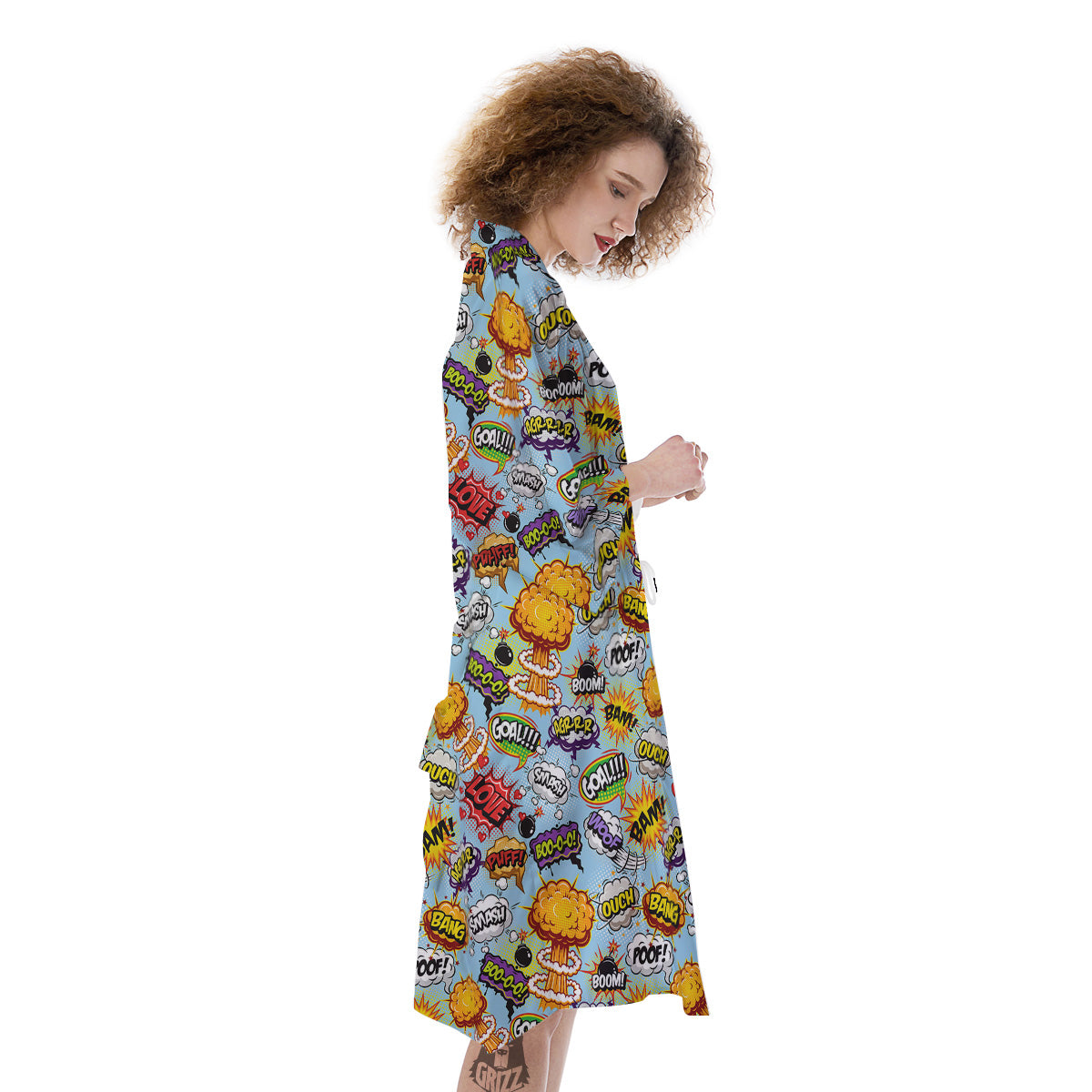 Comics Book Speech Print Pattern Kimono-grizzshop