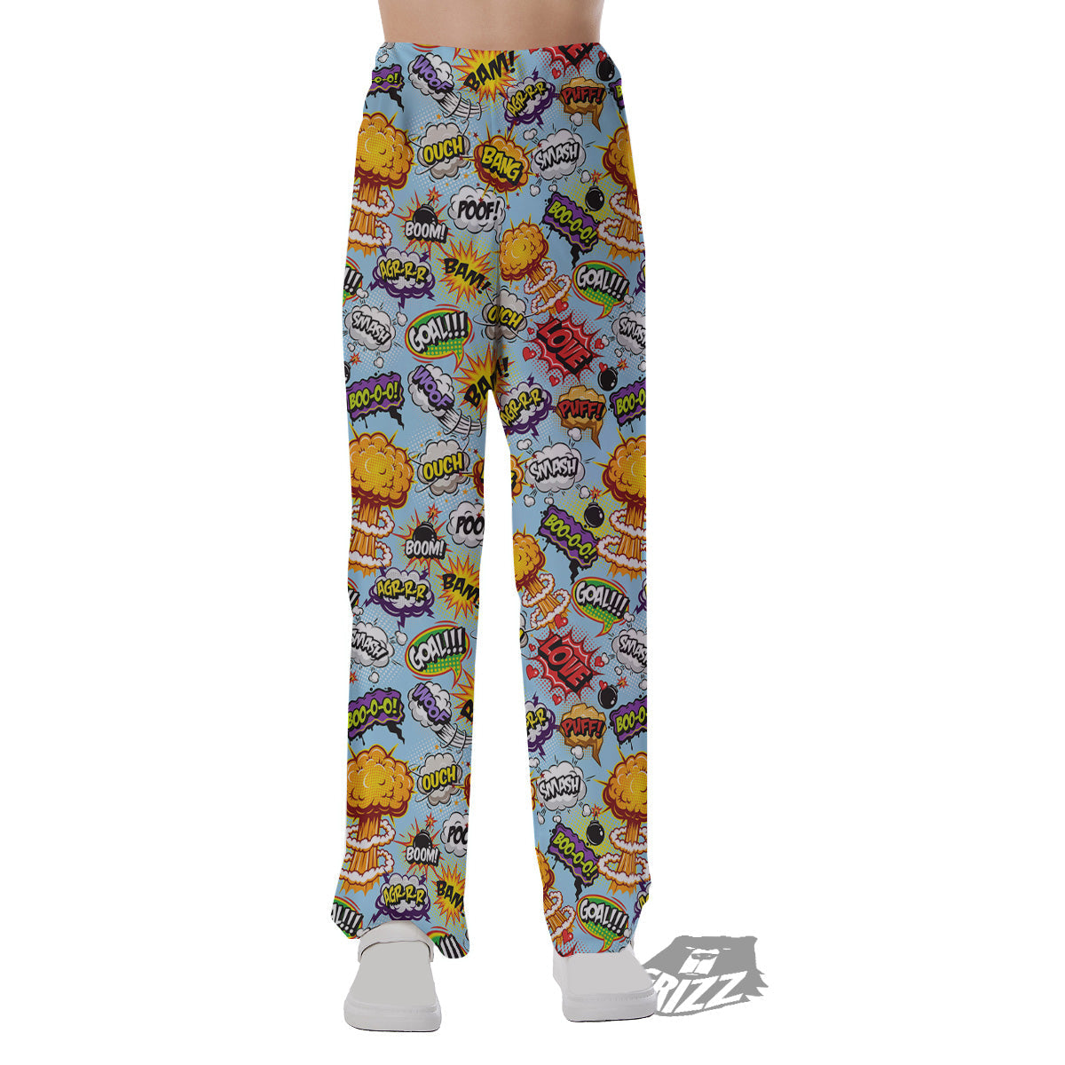 Comics Book Speech Print Pattern Pajama Pants-grizzshop