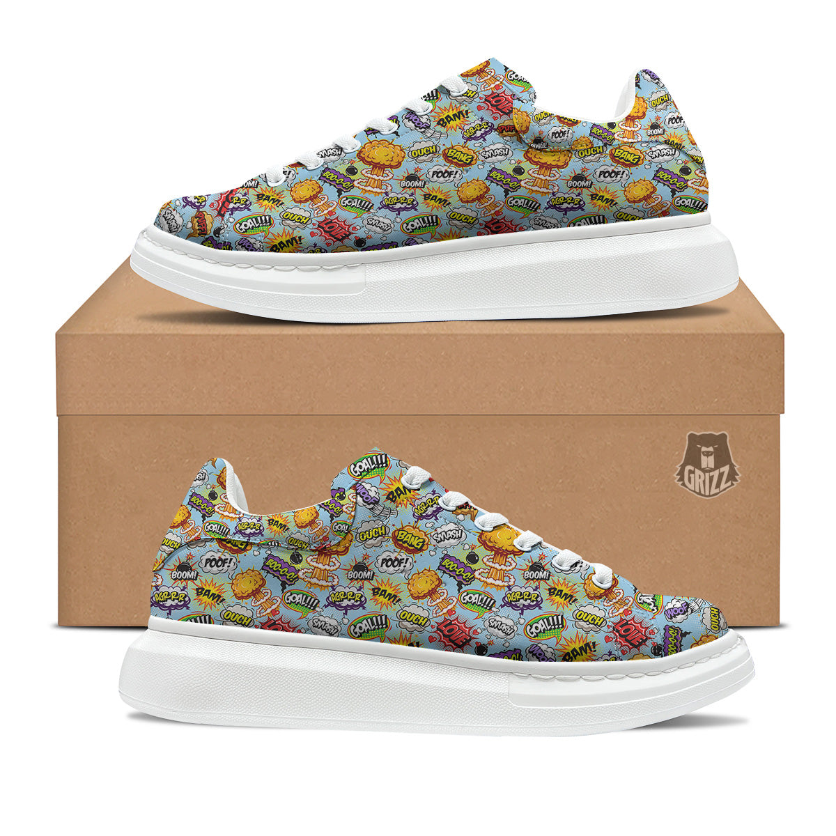 Comics Book Speech Print Pattern Platform Shoes-grizzshop