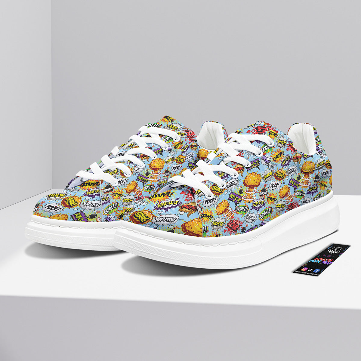 Comics Book Speech Print Pattern Platform Shoes-grizzshop