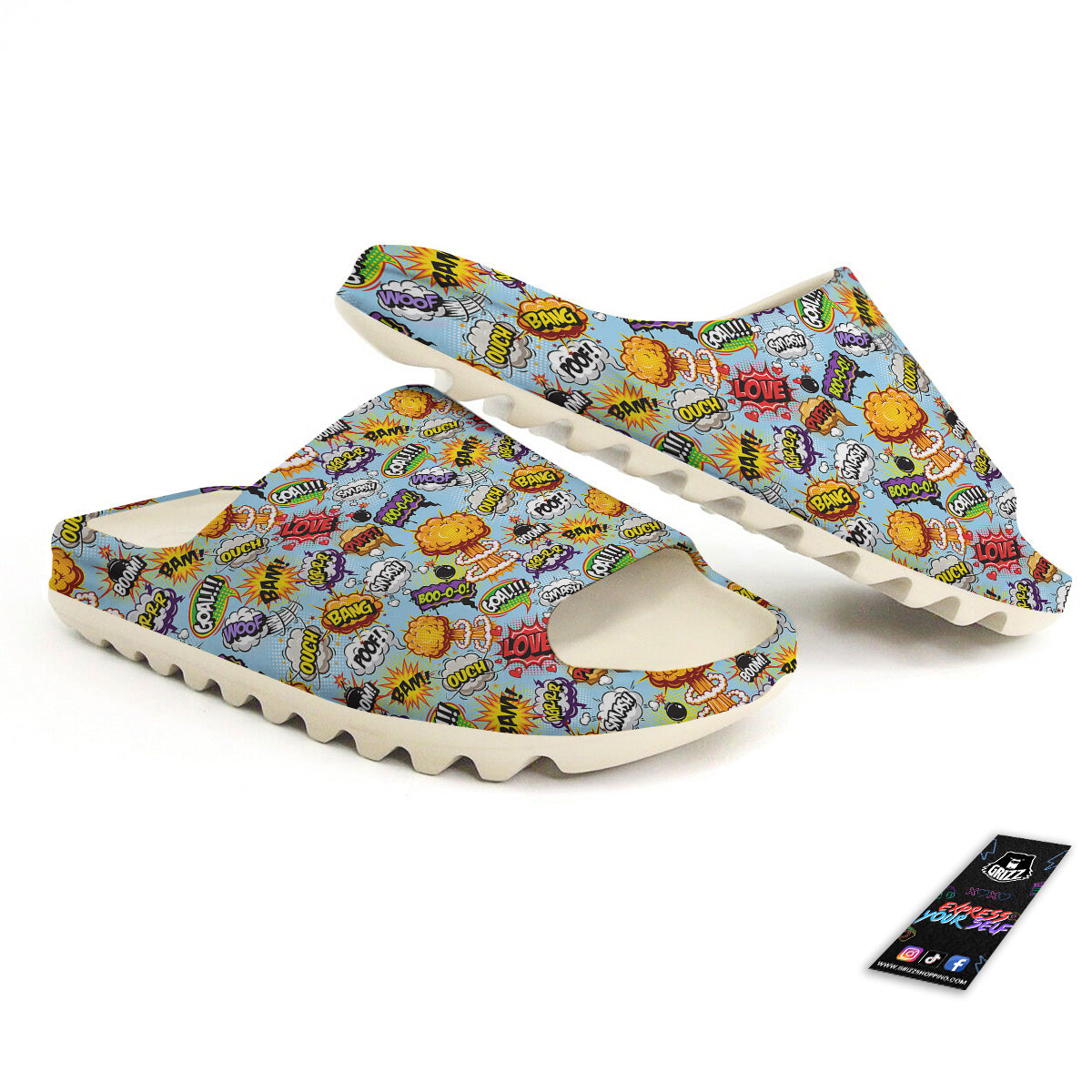Comics Book Speech Print Pattern Sandals-grizzshop