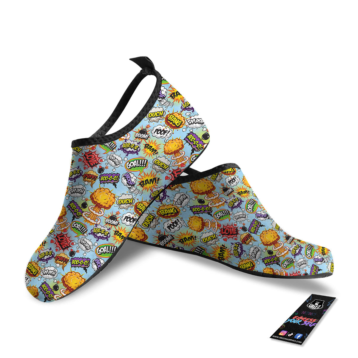 Comics Book Speech Print Pattern Water Shoes-grizzshop