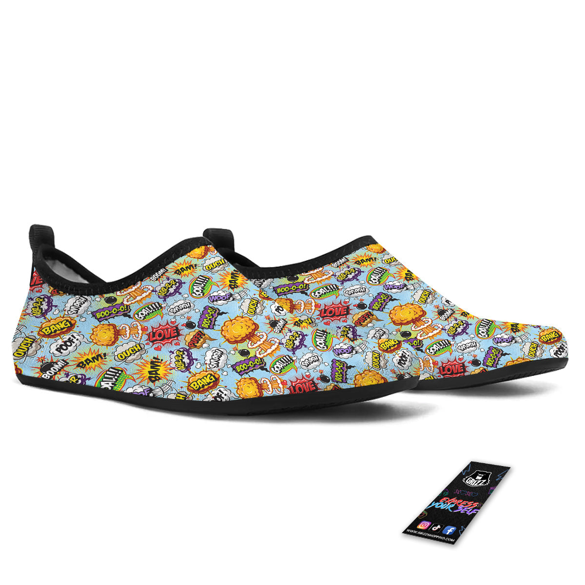 Comics Book Speech Print Pattern Water Shoes-grizzshop