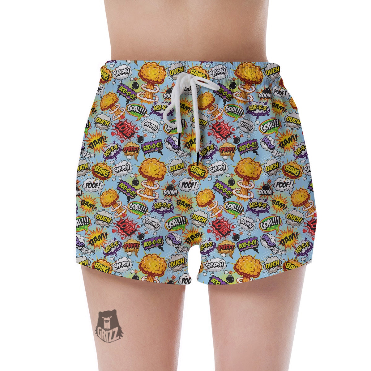 Comics Book Speech Print Pattern Women's Shorts-grizzshop