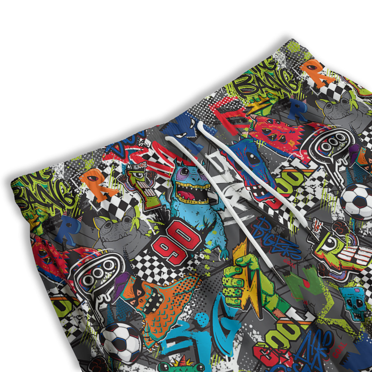 Comics Monsters Graffiti Print Pattern Men's Athletic Shorts
