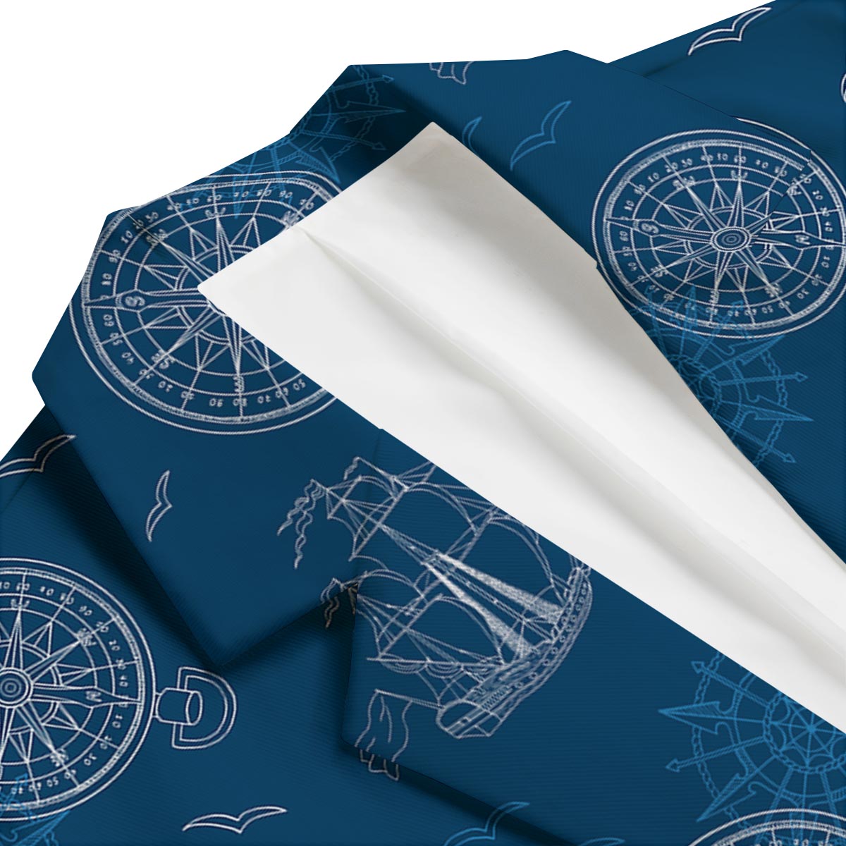 Compass Direction Pattern Print Men's Blazer-grizzshop