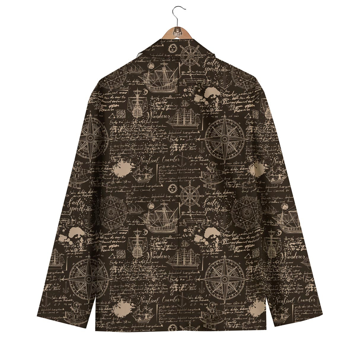 Compass Map Pattern Print Men's Blazer-grizzshop