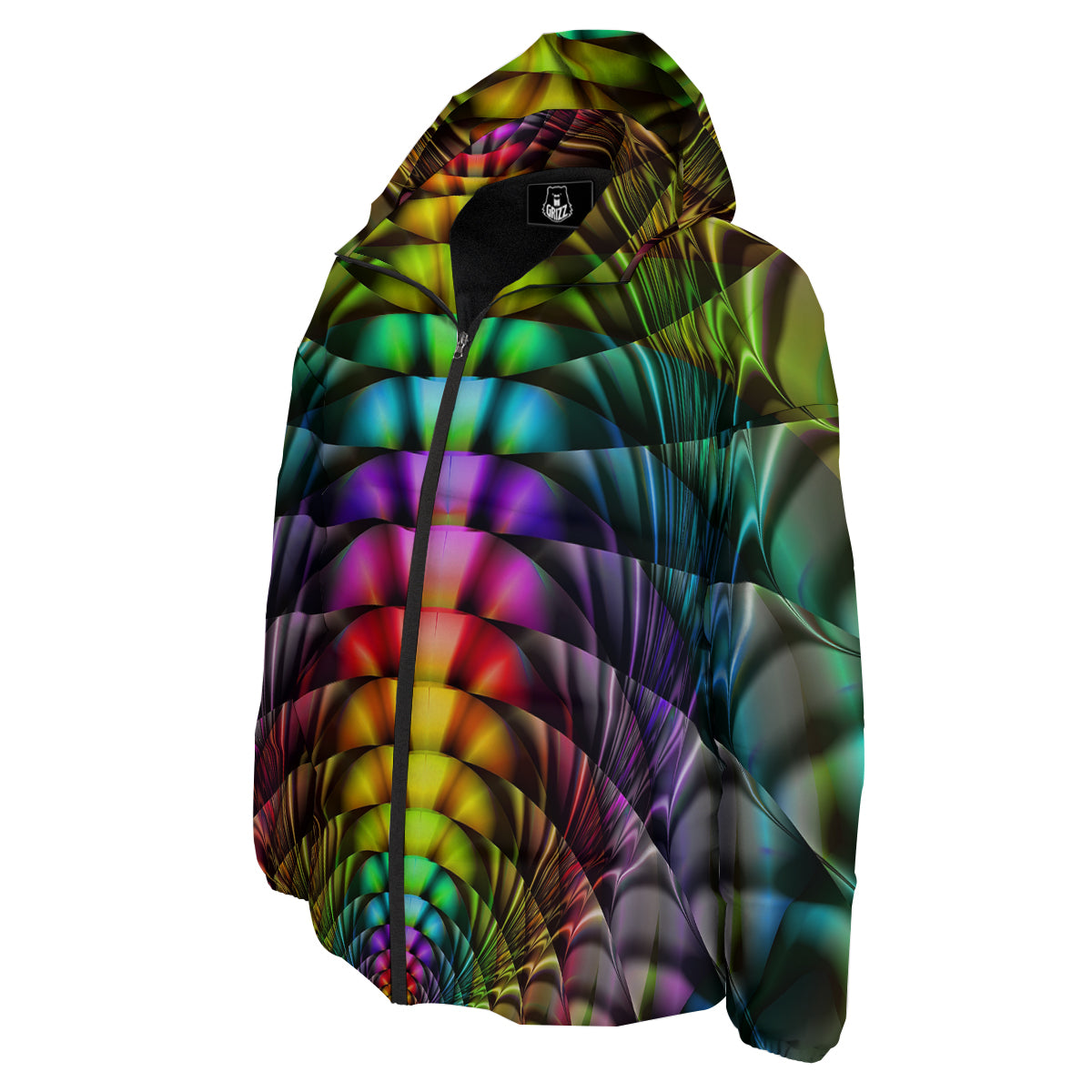 Computer Generated Colorful Fractal Print Down Jacket-grizzshop