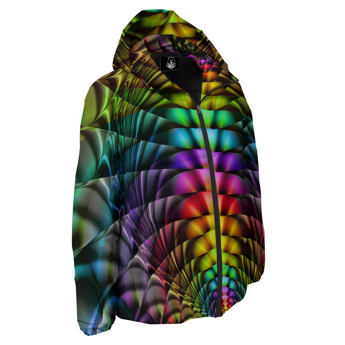 Computer Generated Colorful Fractal Print Down Jacket-grizzshop