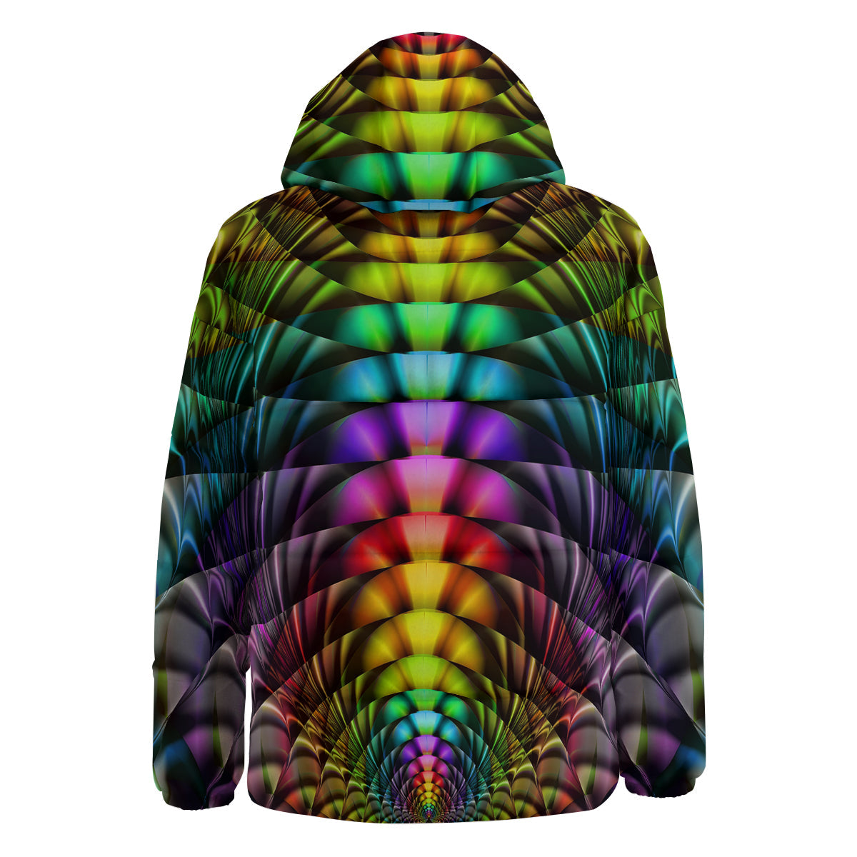 Computer Generated Colorful Fractal Print Down Jacket-grizzshop