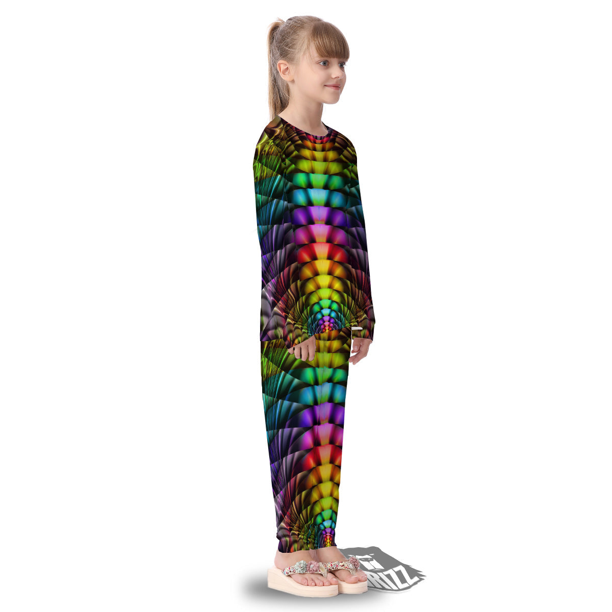 Computer Generated Colorful Fractal Print Kid's Pajamas-grizzshop