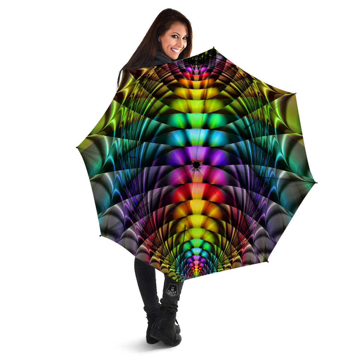 Computer Generated Colorful Fractal Print Umbrella-grizzshop