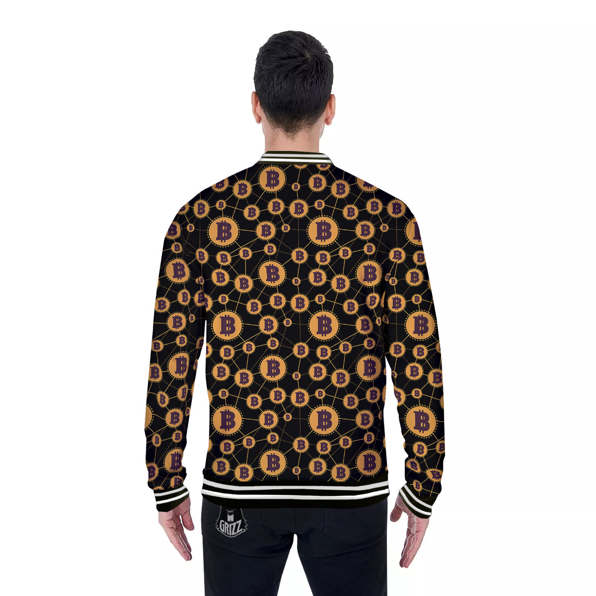 Connection Bitcoin Print Pattern Baseball Jacket-grizzshop