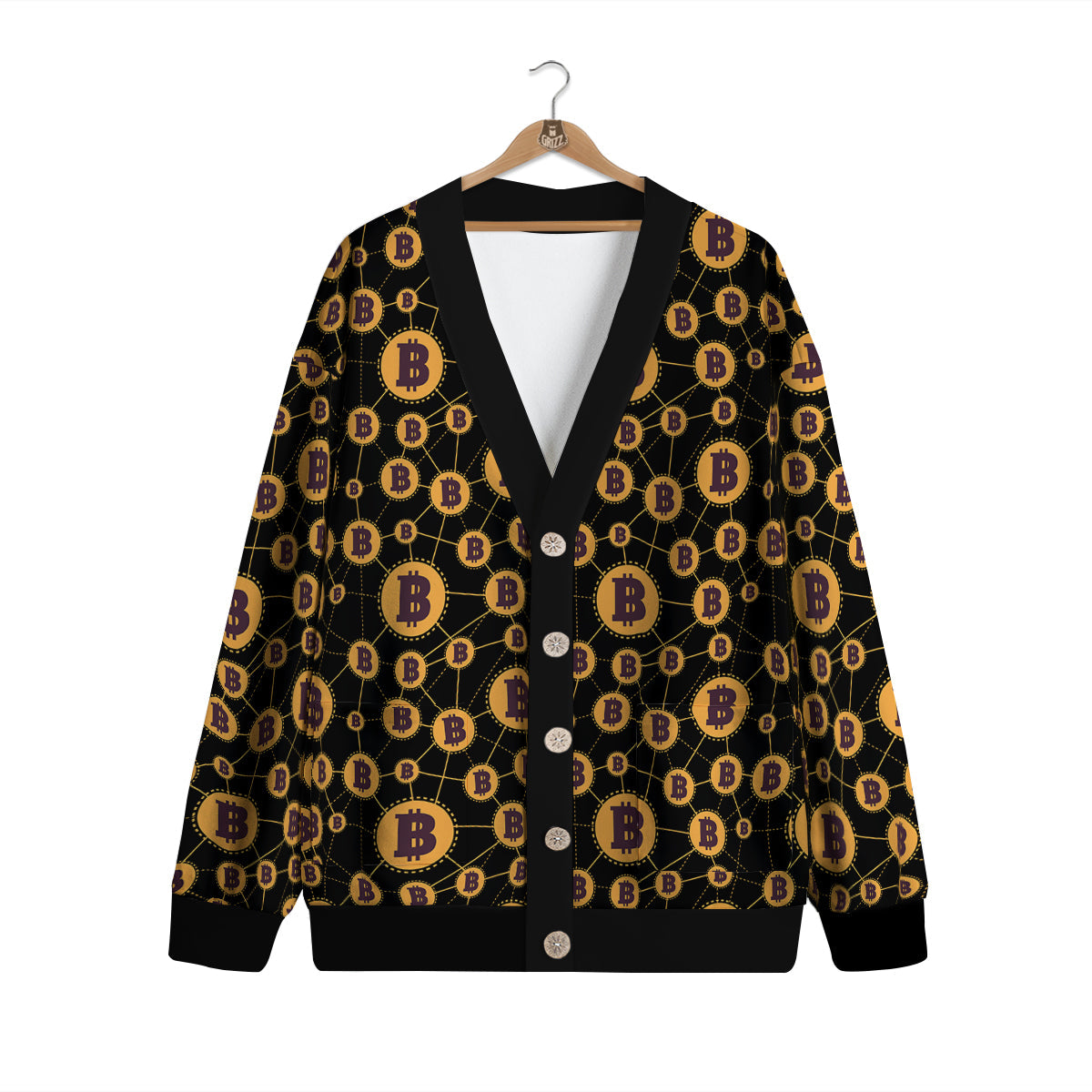 Connection Bitcoin Print Pattern Cardigan-grizzshop
