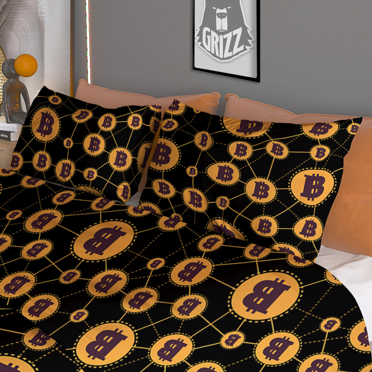 Connection Bitcoin Print Pattern Duvet Cover Bedding Set