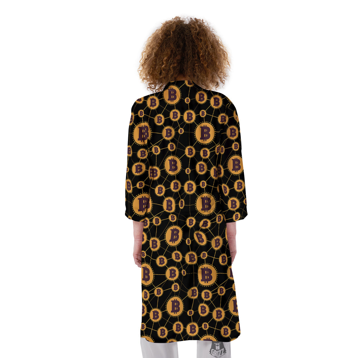 Connection Bitcoin Print Pattern Kimono-grizzshop