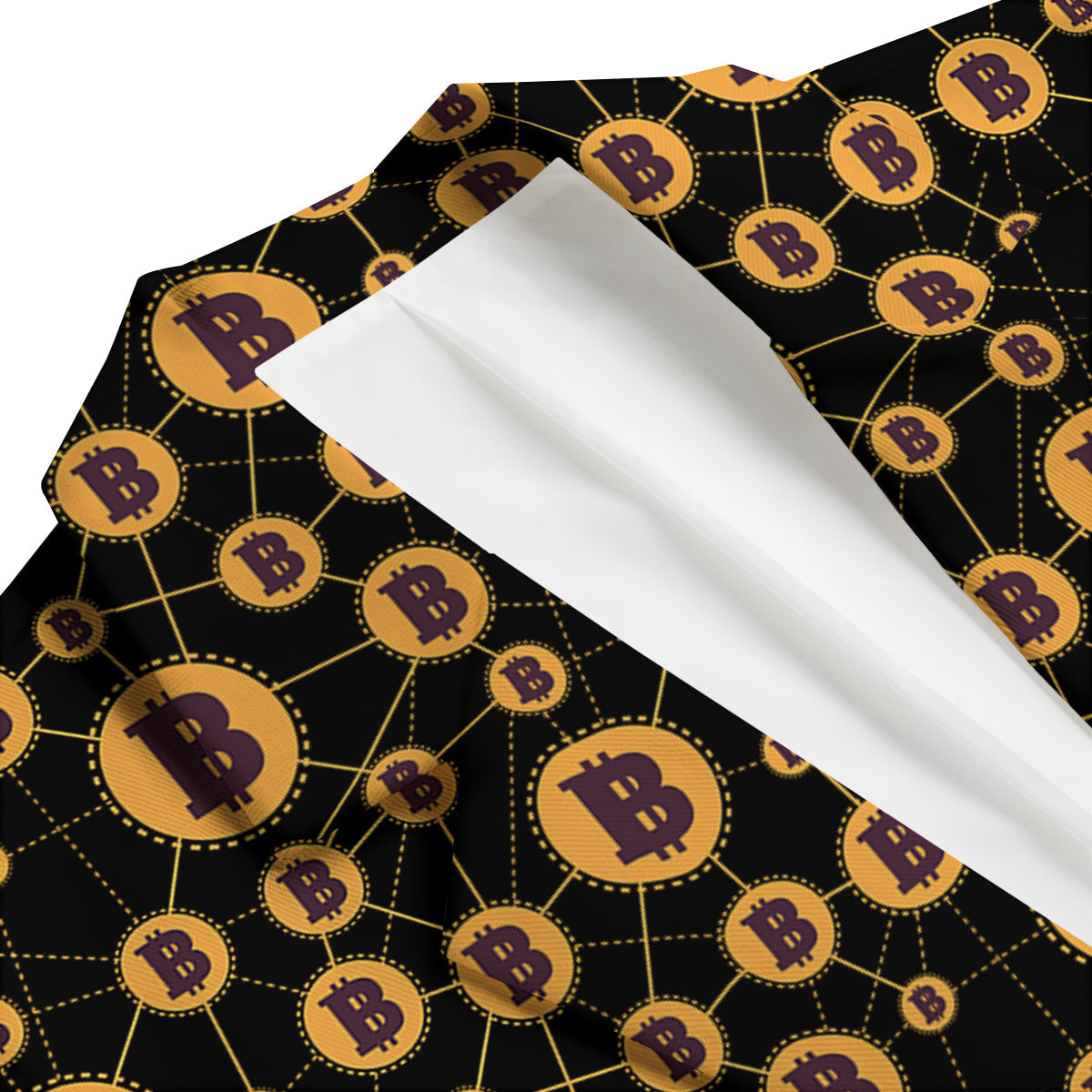 Connection Bitcoin Print Pattern Men's Blazer-grizzshop