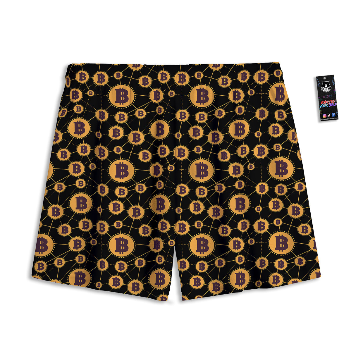 Connection Bitcoin Print Pattern Mesh Shorts-grizzshop