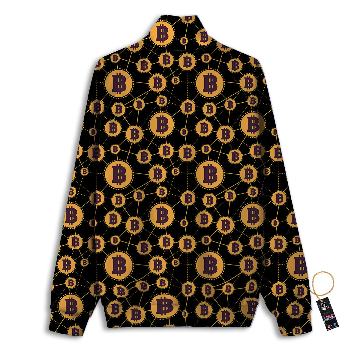 Connection Bitcoin Print Pattern Track Jacket-grizzshop